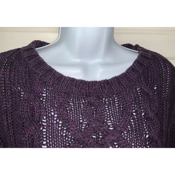 J. Jill Sz MEDIUM Sweater Purple Black Marled Chunky Knit Pullover Cotton EUC - Picture 3 of 9